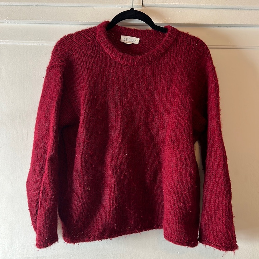 No hood little red riding hood alpaca wool blend velvet sweater small